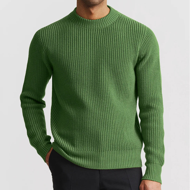Solid Color Knit Crewneck Sweater