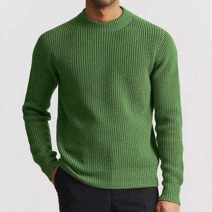 Solid Color Knit Crewneck Sweater