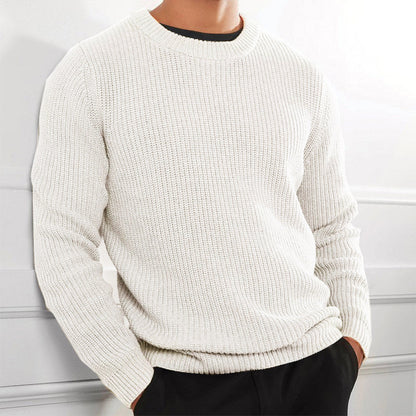 Solid Color Knit Crewneck Sweater