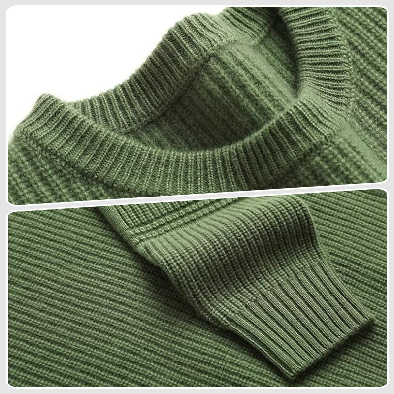 Solid Color Knit Crewneck Sweater