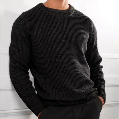 Solid Color Knit Crewneck Sweater